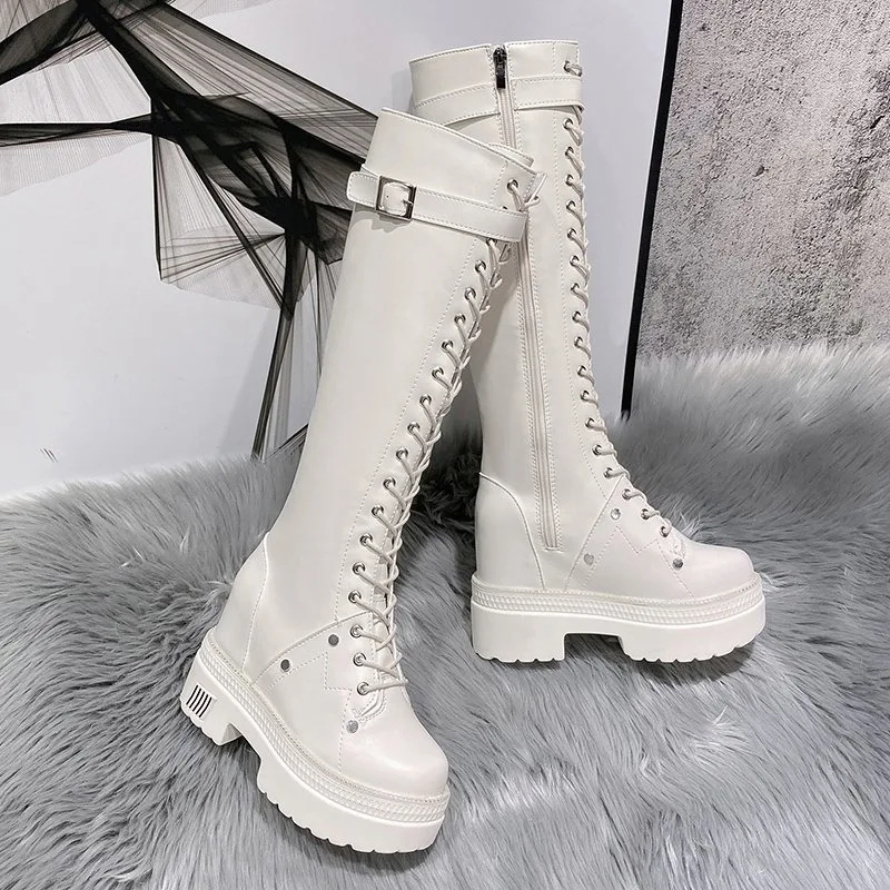 10CM New Women Platform Knee H - Knee High Boots Women 评论和价格