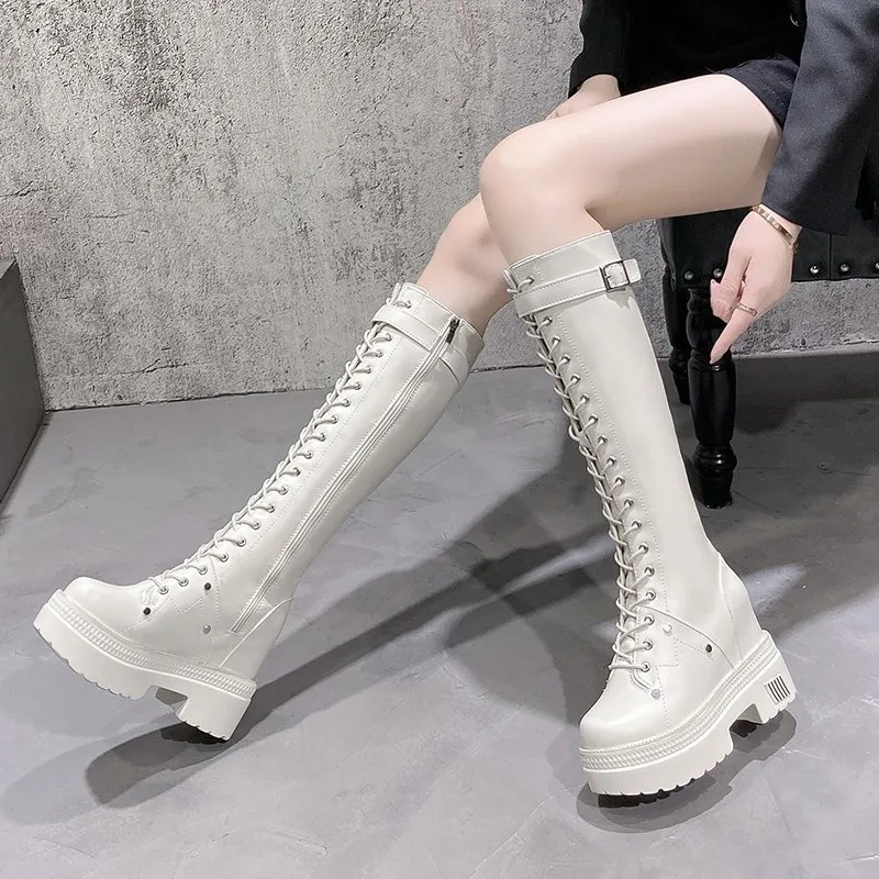 10CM New Women Platform Knee H - Knee High Boots Women 评论和价格