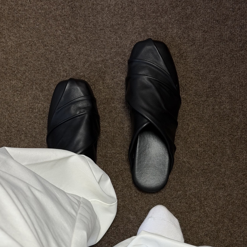 Black Vintage Leather Shoes Si - Mule Slip On 评论和价格
