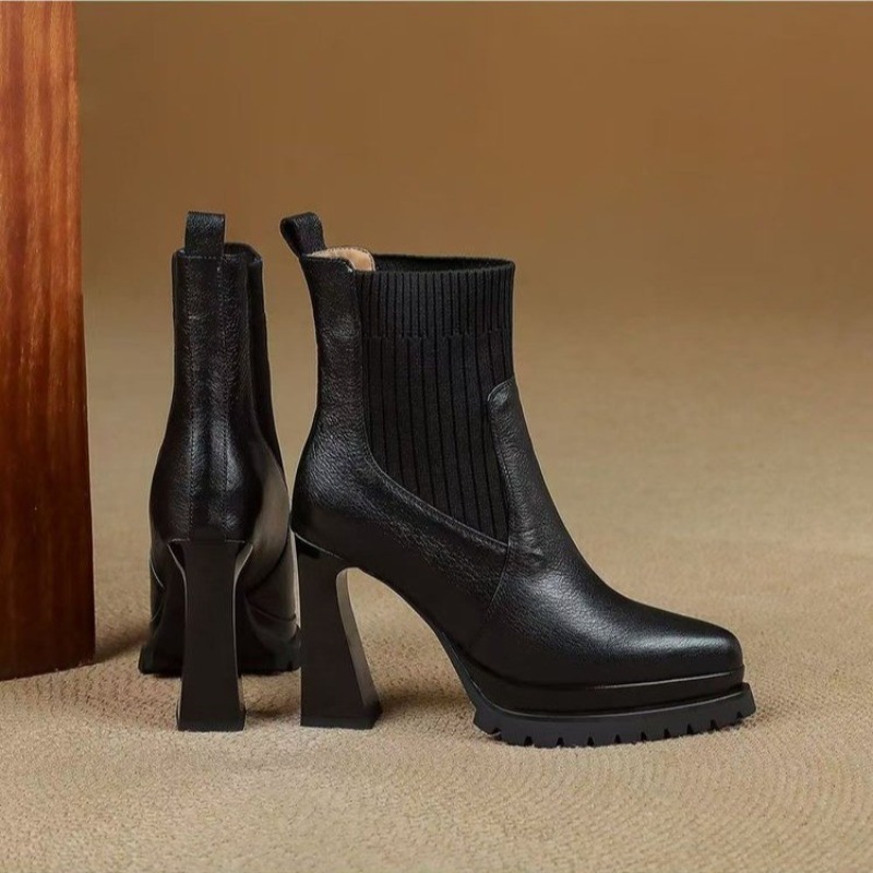 French Retro Pointed Toe Platf - Sock Boot Women 评论和价格