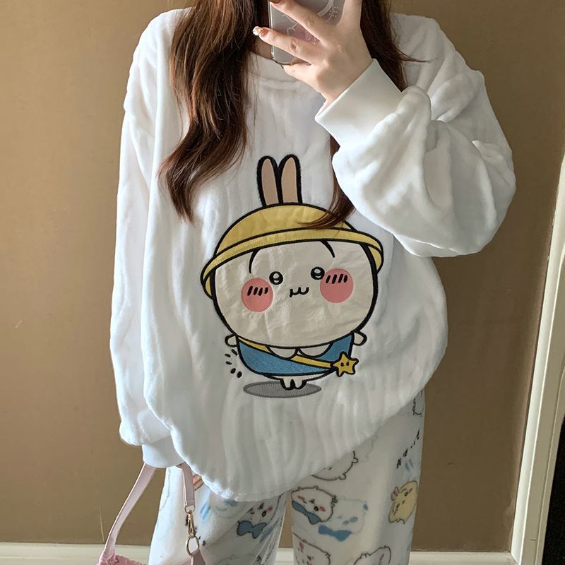 Cartoon Usagi Fleece Pajama Se - Women Shoes Xxl 评论和价格