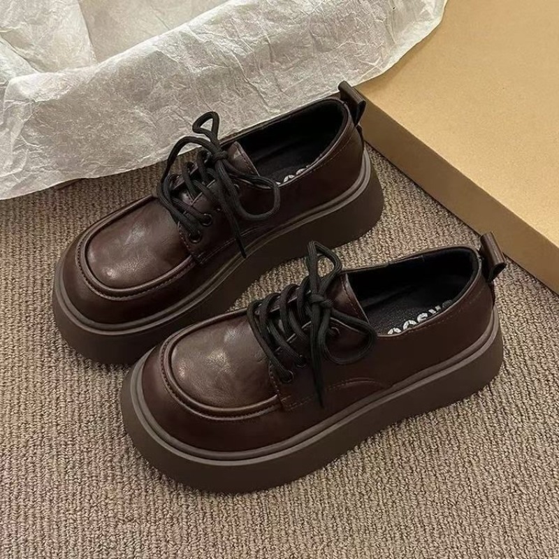 Women Vintage Brown Lace‑up Pl - Oxford Lace Up Women 评论和价格