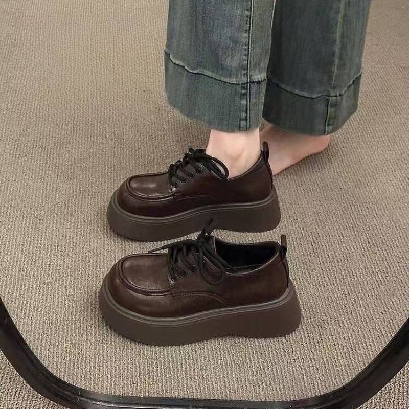 Women Vintage Brown Lace‑up Pl - Oxford Lace Up Women 评论和价格