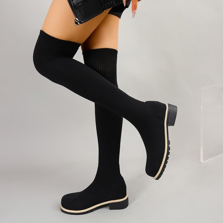 Autumn and Winter Women's Soli - Sock Boot Women 评论和价格