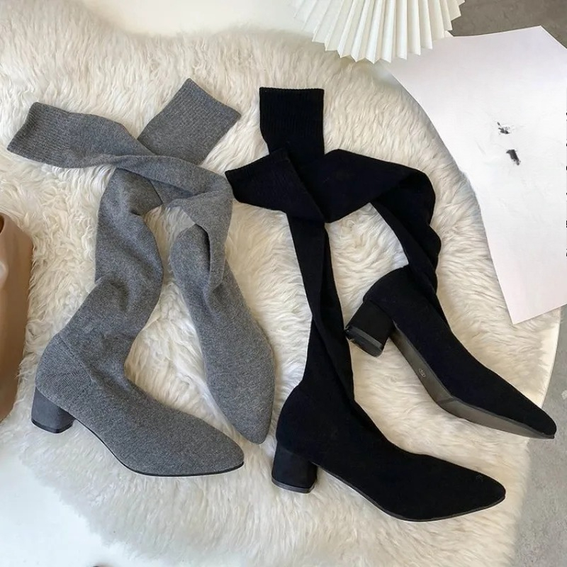 High Knee Sock Shoes 2025 New  - Sock Boot Women 评论和价格
