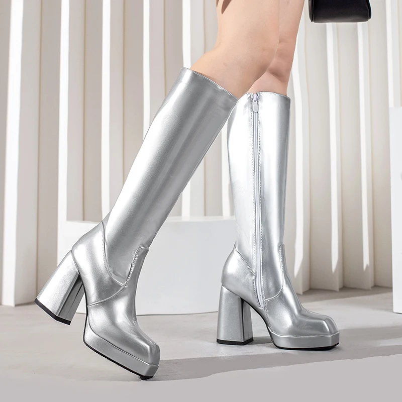 Green Winter Women Platform Kn - Knee High Boots Women 评论和价格