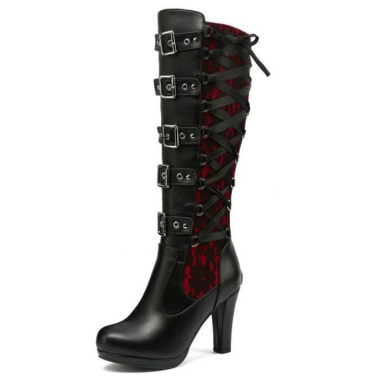 Punk Gothic Style Women's Knee - Knee High Boots Women 评论和价格