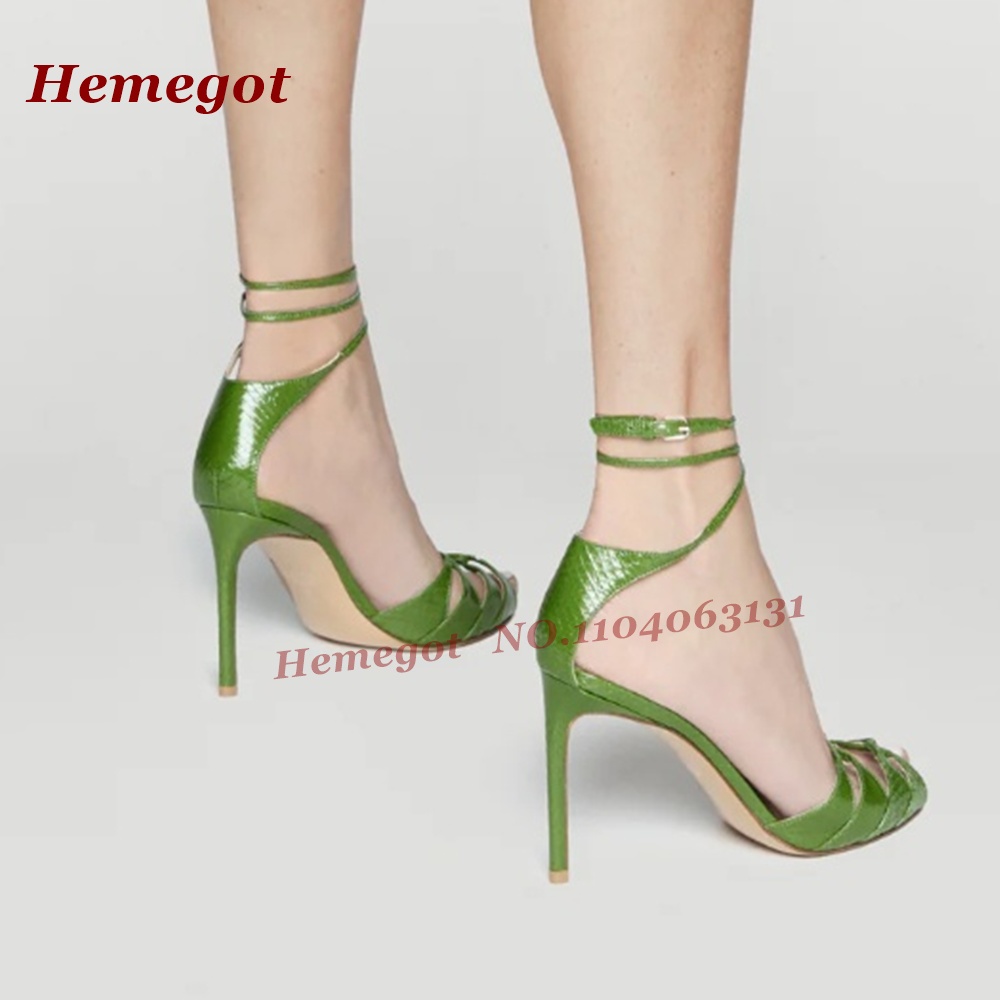 Green Croc-Pattern Strappy San - Women'S Shoes Clogs 评论和价格